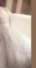 王丽坤灰色V领轻纱礼服长裙婉约柔美写真图片