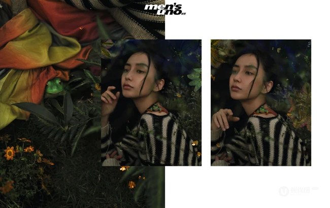 angelababy梦幻花园个性写真，化身丛林绿枝中捕捉生命的花匠