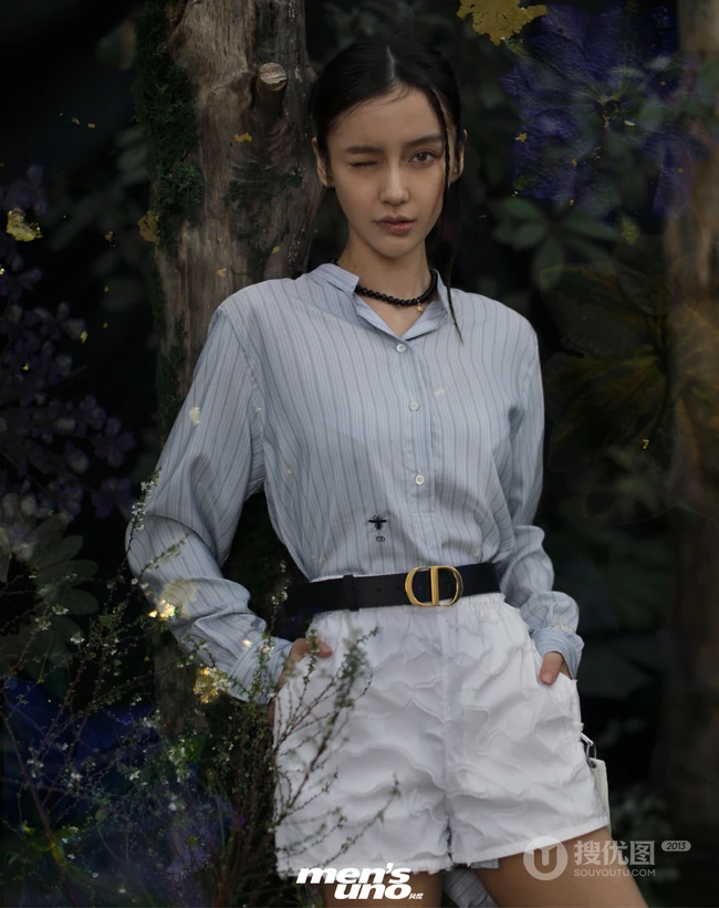 angelababy梦幻花园个性写真，化身丛林绿枝中捕捉生命的花匠