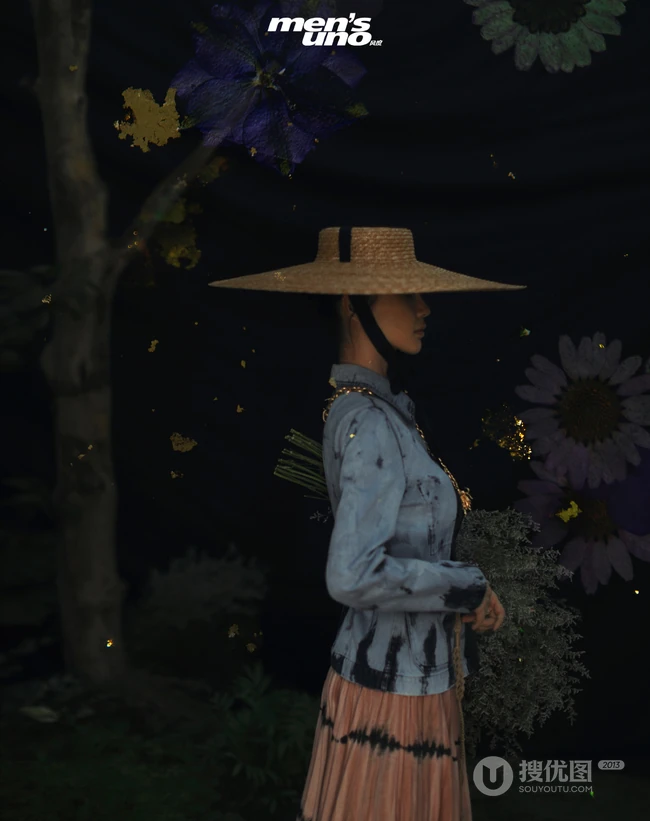 angelababy梦幻花园个性写真，化身丛林绿枝中捕捉生命的花匠