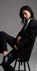 斓曦气质写真，女演员斓曦紧身运动服系列黑白写真图片