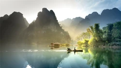 湖中山水景色，如中国画般的湖中山水景色桌面壁纸图片