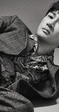 苏有朋帅气小格纹休闲西服套装黑白写真图片