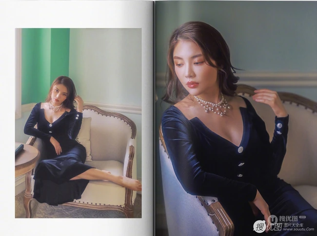 徐冬冬气质妩媚V领长裙礼服弹钢琴写真图片