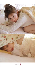 00后日系元气少女粉色系睡衣短裤居家室内显线条感气质写真图片