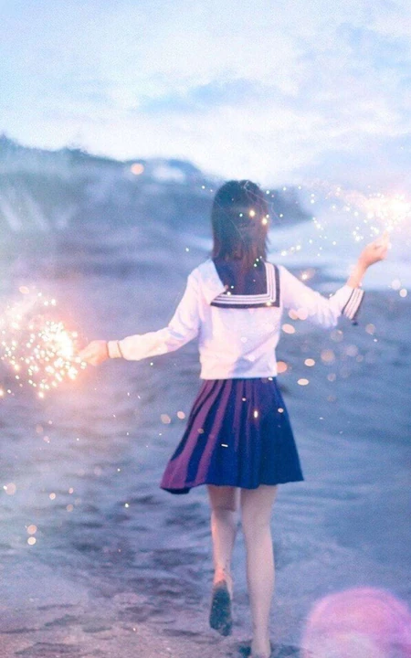梦幻唯美场景下的学生妹，和风长发清纯女生手机壁纸三月六日推荐