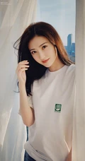 景甜白T短袖清新居家休闲装动人写真图片