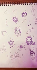 古力娜扎晒可爱卡通自拍照以及手绘自画像，自信一直美腻