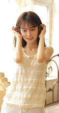 清新清新齐刘海长发少女肩带睡衣短裤腼腆室内写真集