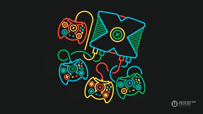 非主流创意游戏图片，关于游戏手柄的创意多彩简笔画图片