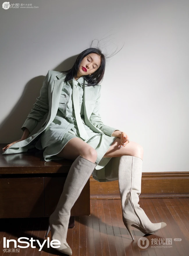 王子文3月份优家画报杂志写真图集，着装魅惑，红唇柔美气质