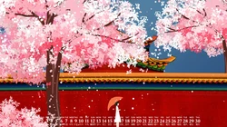 美的不像话，樱花浪漫二次元场景日历壁纸，2020年4月日历图片