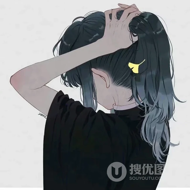 扎马尾的动漫女孩唯美背影图片