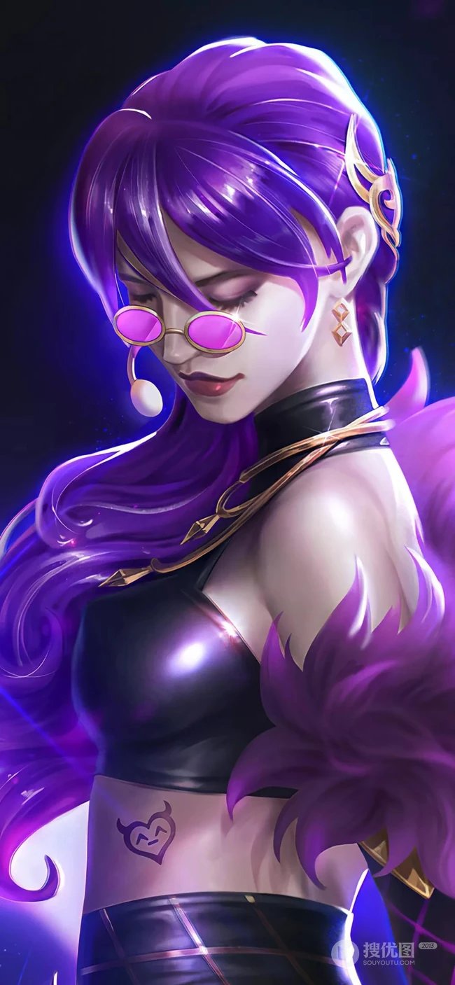超唯美紫发动漫女战士大头像手机壁纸