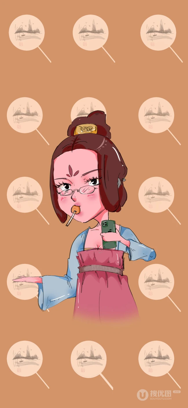 搞怪吃货女生，创意卡通图案女生手机壁纸3月23日推荐