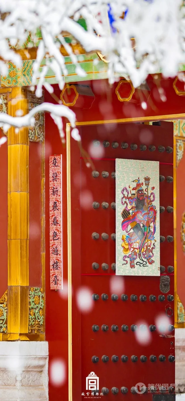 古代宫殿故宫外的唯美雪景高清手机壁纸