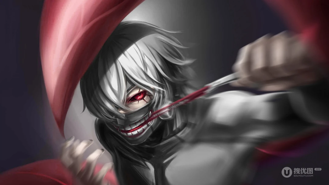 东京食尸鬼人物金木研酷帅面具高清电脑壁纸3月25日推荐