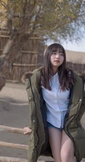 沙漠木屋中取暖的美萌匀称气质少女，给你最真实的怦然心动