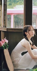 清甜又气质的美丽双麻花辫白裙女孩，静享美好的青春时光