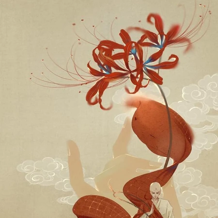一人一花一世界，超美古风人物与花卉类古典场景插画美图