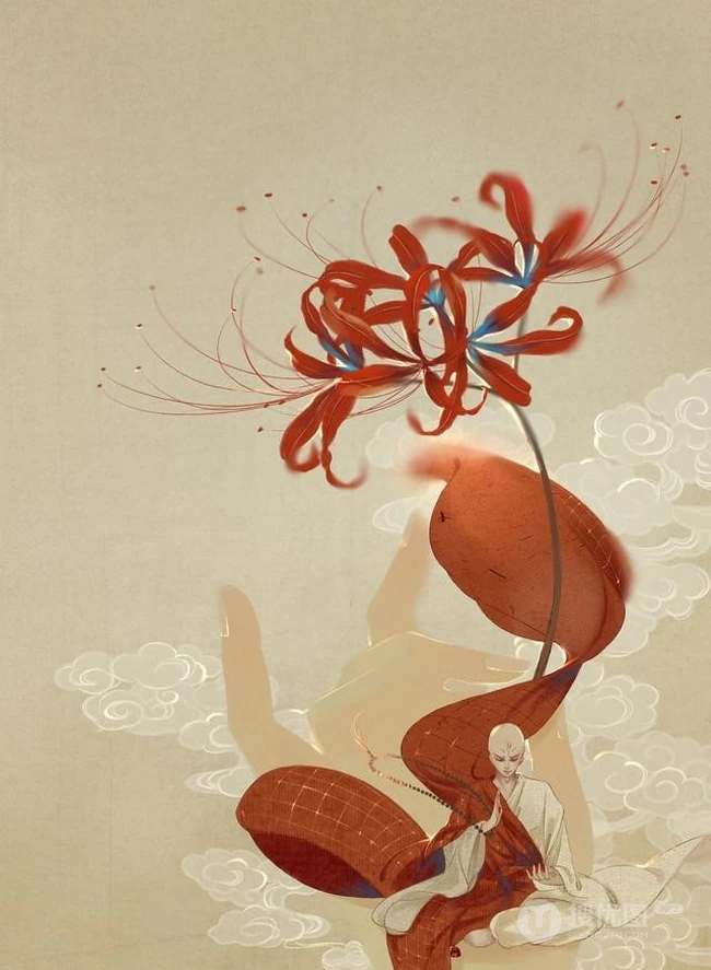 一人一花一世界，超美古风人物与花卉类古典场景插画美图