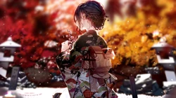 色彩缤纷，日本和服风动漫少女炫酷桌面背景