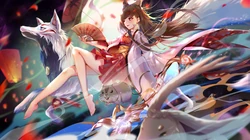 色彩缤纷，日本和服风动漫少女炫酷桌面背景