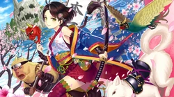 色彩缤纷，日本和服风动漫少女炫酷桌面背景