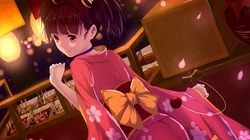 色彩缤纷，日本和服风动漫少女炫酷桌面背景