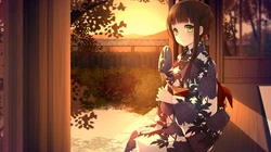 色彩缤纷，日本和服风动漫少女炫酷桌面背景