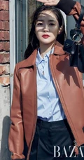 韩国气质时尚女生朴敏英杂志封面写真图集，美背长腿气质超美