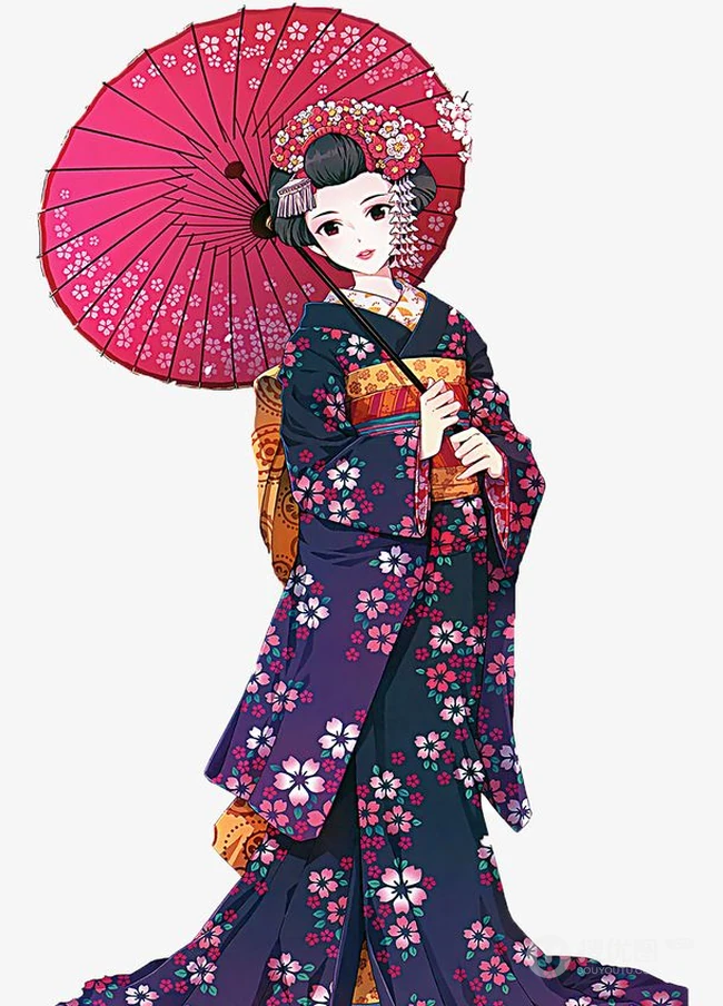 和服动漫女生图片，黄昏中总有不变的等候