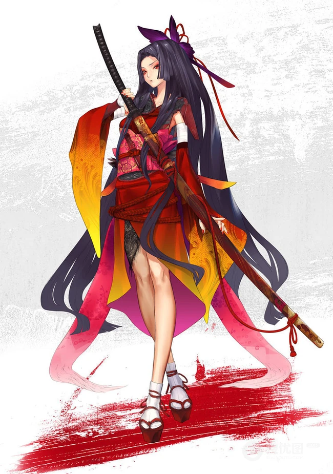 和服动漫女生图片，黄昏中总有不变的等候