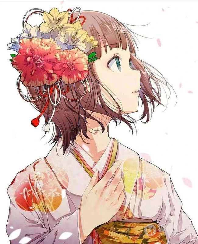 和服动漫女生图片，黄昏中总有不变的等候