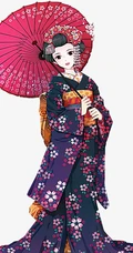 和服动漫女生图片，黄昏中总有不变的等候