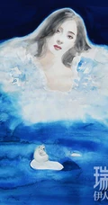 画中的杨幂，艺术手绘加时装服饰，杨幂《瑞丽伊人风尚》4月封面图片