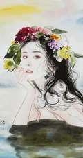 画中的杨幂，艺术手绘加时装服饰，杨幂《瑞丽伊人风尚》4月封面图片