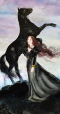 画中的杨幂，艺术手绘加时装服饰，杨幂《瑞丽伊人风尚》4月封面图片
