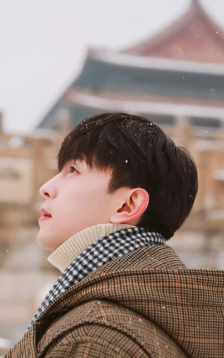 明星邓伦雪天故宫唯美摄影手机壁纸图片