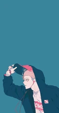 蓝黑线条手绘动漫男生创意手机背景图片4月20日