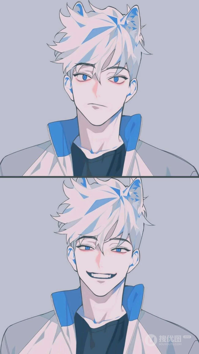 蓝黑线条手绘动漫男生创意手机背景图片4月20日