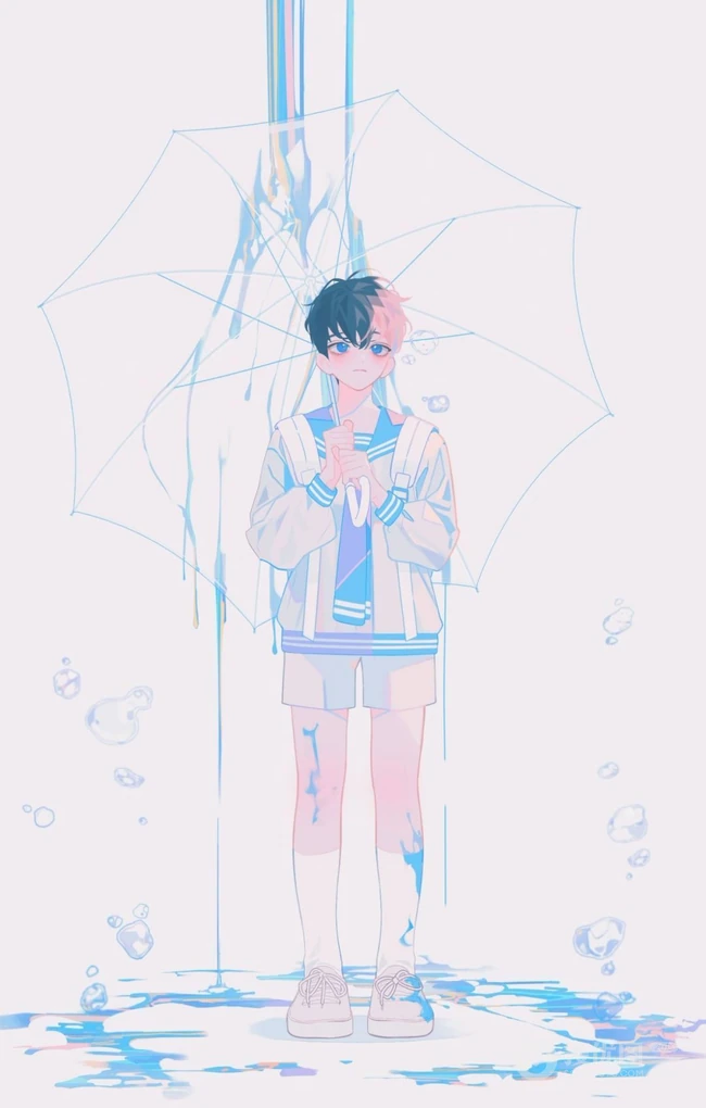 蓝黑线条手绘动漫男生创意手机背景图片4月20日