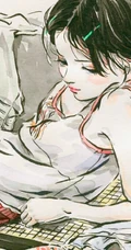 可做头像的手绘动漫少女，可爱气质线条感女孩慵懒插画图片