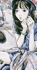 可做头像的手绘动漫少女，可爱气质线条感女孩慵懒插画图片
