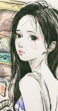 可做头像的手绘动漫少女，可爱气质线条感女孩慵懒插画图片