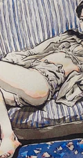 可做头像的手绘动漫少女，可爱气质线条感女孩慵懒插画图片
