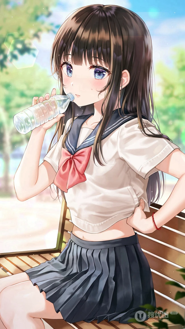 气质可爱元气动漫少女短裙，短裤精美美图插画壁纸图片