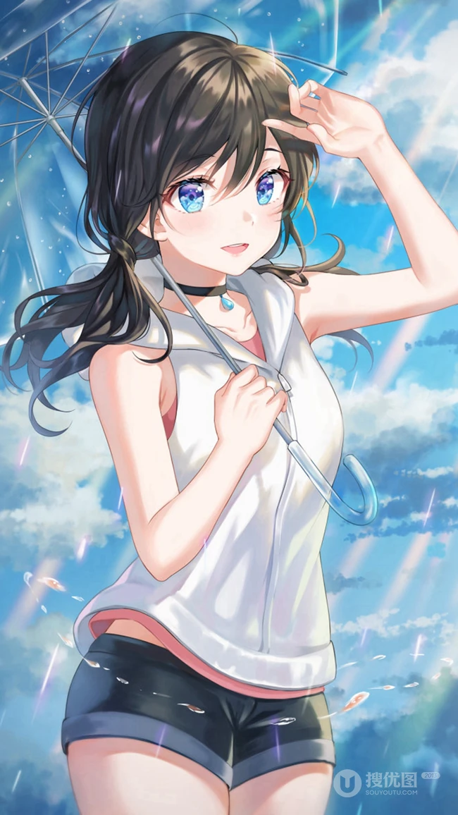 气质可爱元气动漫少女短裙，短裤精美美图插画壁纸图片