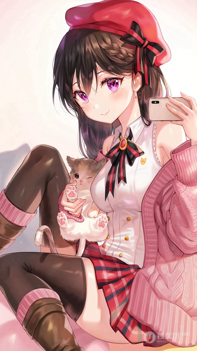 气质可爱元气动漫少女短裙，短裤精美美图插画壁纸图片