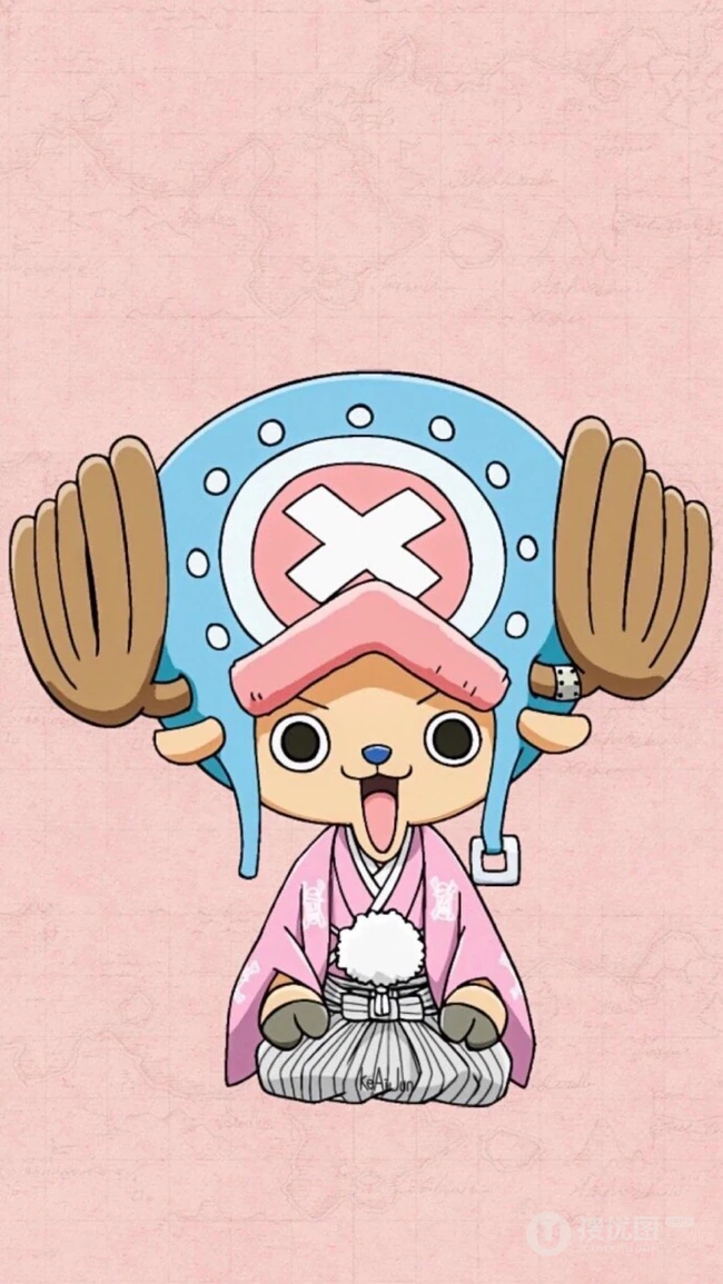 穿和服盘坐的海贼王角色简洁手机壁纸